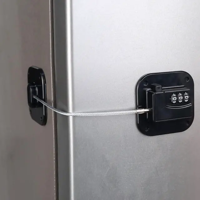 Alt view image 3 of 6 - Refrigerator Lock (4 Pack), Heavy Duty Combination Fridge Lock, for Fridge, Cabinets, Window, Drawers and Child Safety Cabinet Lock, Strong Non-Marking Adhesive No Drilling (Black)