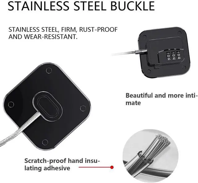 Alt view image 4 of 6 - Refrigerator Lock (4 Pack), Heavy Duty Combination Fridge Lock, for Fridge, Cabinets, Window, Drawers and Child Safety Cabinet Lock, Strong Non-Marking Adhesive No Drilling (Black)