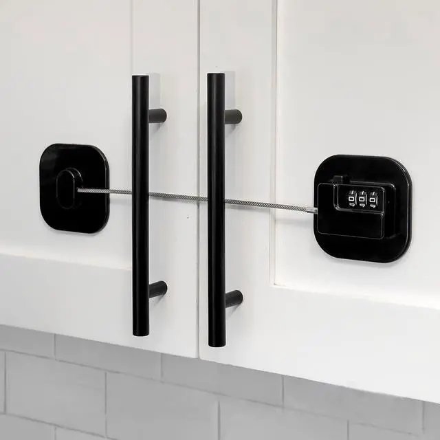 Alt view image 2 of 6 - Child Safety Cabinet Locks,Drawer Locks with Combination Closet Lock,Fridge Lock,Child Proof Refrigerator Lock,Child Lock(Black 4Pcs)