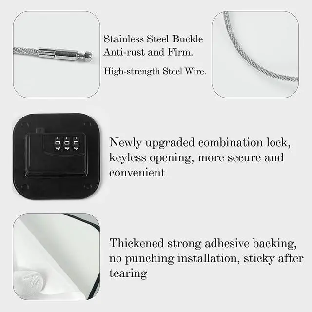 Alt view image 4 of 6 - Child Safety Cabinet Locks,Drawer Locks with Combination Closet Lock,Fridge Lock,Child Proof Refrigerator Lock,Child Lock(Black 4Pcs)