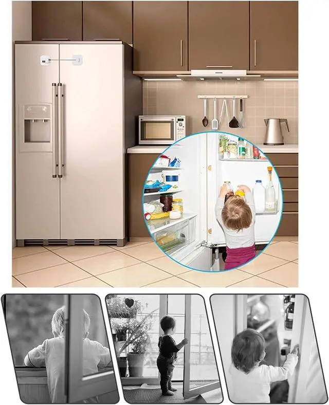 Alt view image 6 of 6 - Child Safety Cabinet Locks,Drawer Locks with Combination Closet Lock,Fridge Lock,Child Proof Refrigerator Lock,Child Lock(Black 4Pcs)