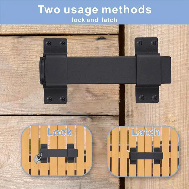 Alt view image 3 of 7 - 2pcs Slide Gate Latch,Heavy Duty Latch Lock with Padlock Hole, Suitable for Wooden Fences,Barn Door Lock,Outdoor Latch,Fence Gate,Courtyard,Shed Lock,Cottages, Cabinet,Matte Black