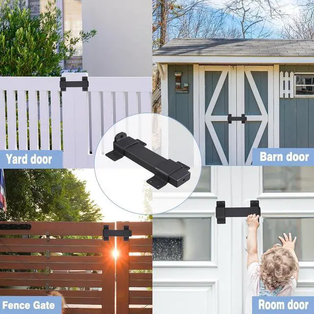 Alt view image 7 of 7 - 2pcs Slide Gate Latch,Heavy Duty Latch Lock with Padlock Hole, Suitable for Wooden Fences,Barn Door Lock,Outdoor Latch,Fence Gate,Courtyard,Shed Lock,Cottages, Cabinet,Matte Black