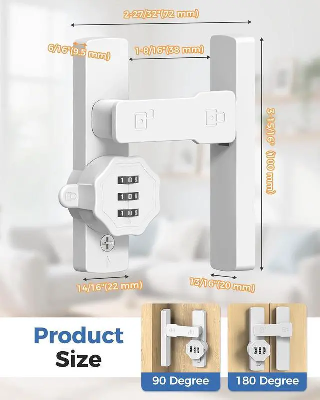 Alt view image 2 of 7 - 90/180 Degree Barn Door Lock, Flip Combination Latch Lock, Zinc Alloy L Shaped Locks with Code for Shed, Outdoor, Closet, Bedroom, Inside/Sliding Door (White-2 Pcs)