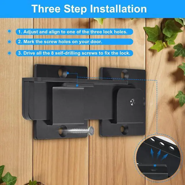 Alt view image 6 of 7 - 7.5" Flip Gate Latch Lock with Padlock Hole, 4mm Heavy Duty Aluminum Alloy Adjustable Door Latch for Sliding and Swing Open Door, Outdoor Gate, Wooden Fence, Barn Door, Shed, Garage, Yard