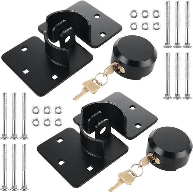 Main image of 2 Packs Heavy Duty Puck Lock Keyed Alike, 73mm High Security Hidden Shackle Padlock with Hasp, Solid Steel Puck Lock Latches for Container, Garage Shed Trailer Truck, Black