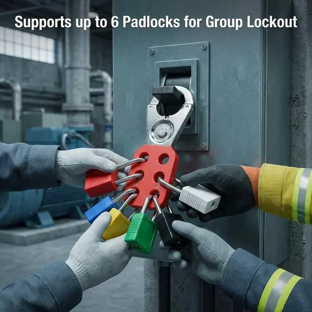 Alt view image 2 of 7 - Stainless Steel Lockout Hasp 24 Pack, Multi-Person Safety Lock for Electrical, Maintenance & Industrial Equipment, Lock Out Tag Out Hasp, Padlock Hasps