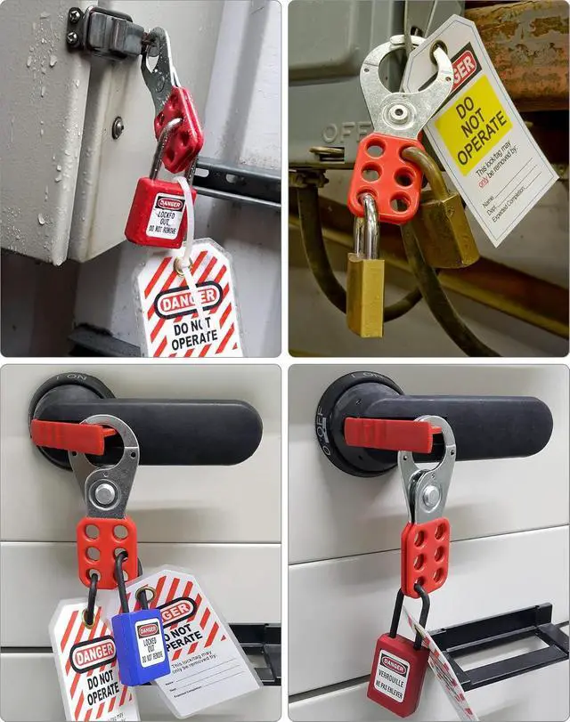 Alt view image 3 of 7 - Stainless Steel Lockout Hasp 24 Pack, Multi-Person Safety Lock for Electrical, Maintenance & Industrial Equipment, Lock Out Tag Out Hasp, Padlock Hasps