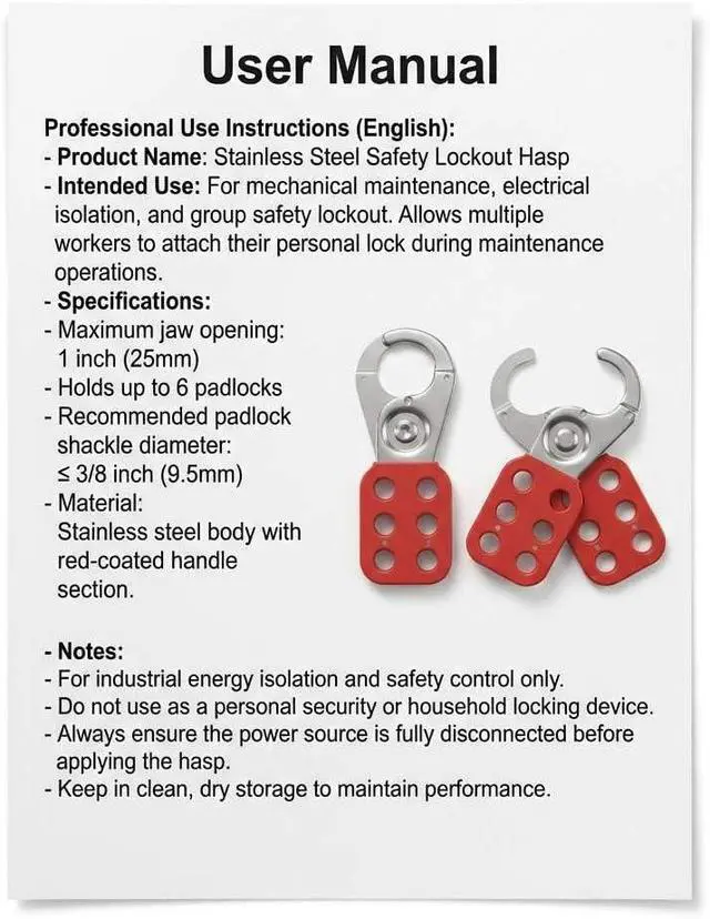 Alt view image 6 of 7 - Stainless Steel Lockout Hasp 24 Pack, Multi-Person Safety Lock for Electrical, Maintenance & Industrial Equipment, Lock Out Tag Out Hasp, Padlock Hasps
