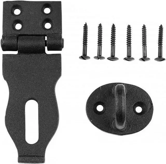 Alt view image 7 of 7 - Renovators Supply Black Wrought Iron Hasp Door Latch - Heavy Duty Security Padlock Hasp - Ideal for Doors and Gates - Door Lock for Safety - 4 Inches - Pack of 4