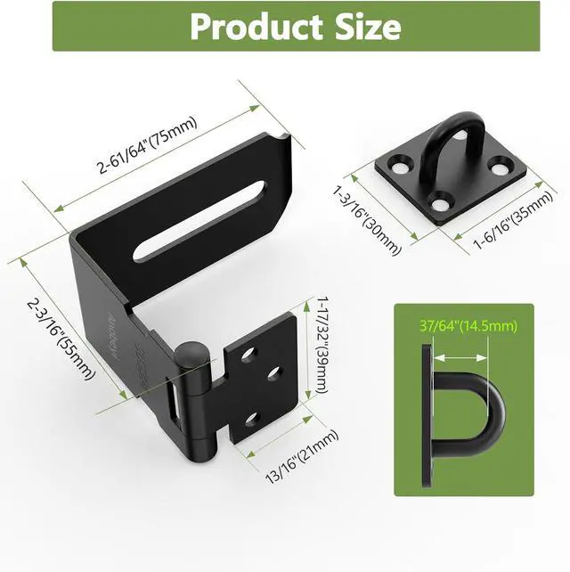 Alt view image 5 of 7 - Door Hasp Latch, 90 Degree Padlock Hasp Lock, 304 Stainless Steel Security File Cabinet Lock for Padlock, Right Angle Hasp Latch Lock for Shed, Box, Cupboard, Mailbox, Drawer (Black-4pcs)