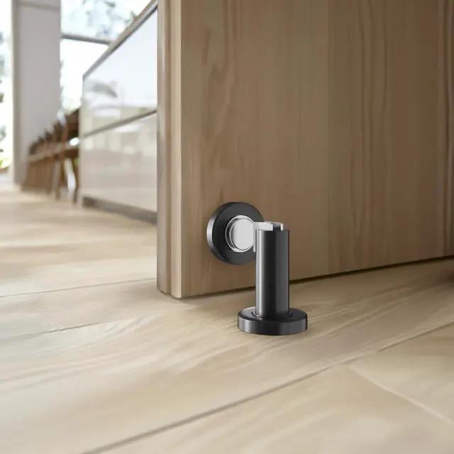 Main image of Modern Magnetic Door Stop | Heavy Duty Door Catch Designed for Floor and Wall Mounting, Magnetic Door Holder, Door Stopper Durable Zinc Alloy, 2 Pack (Matte Black)