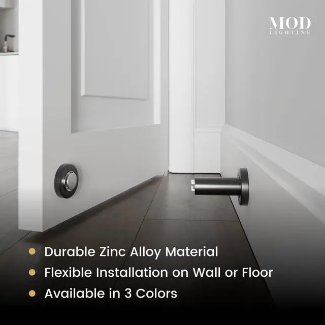 Alt view image 5 of 6 - Modern Magnetic Door Stop | Heavy Duty Door Catch Designed for Floor and Wall Mounting, Magnetic Door Holder, Door Stopper Durable Zinc Alloy, 2 Pack (Matte Black)