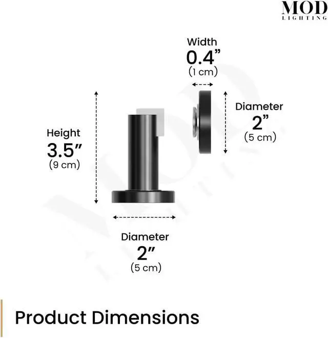 Alt view image 6 of 6 - Modern Magnetic Door Stop | Heavy Duty Door Catch Designed for Floor and Wall Mounting, Magnetic Door Holder, Door Stopper Durable Zinc Alloy, 2 Pack (Matte Black)