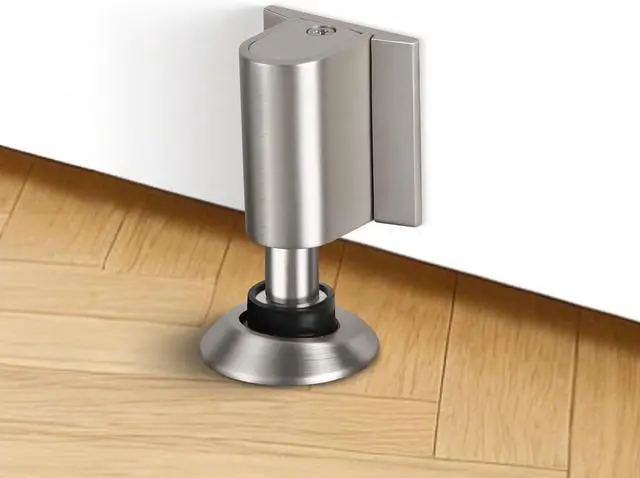 Main image of Magnetic Door Stoppers for Bottom of Door, Magnet Floor Door Stop Retractable, Door Holder to Keep Door Open, Suitable for Door Gaps Less Than 1 Inch (25mm) Brushed Nickel 4 Pack DS268BN-4