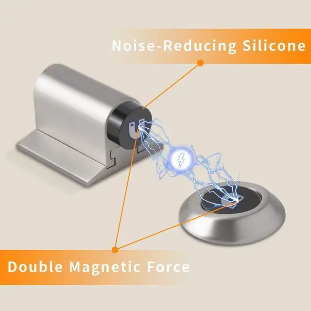 Alt view image 3 of 6 - Magnetic Door Stoppers for Bottom of Door, Magnet Floor Door Stop Retractable, Door Holder to Keep Door Open, Suitable for Door Gaps Less Than 1 Inch (25mm) Brushed Nickel 4 Pack DS268BN-4