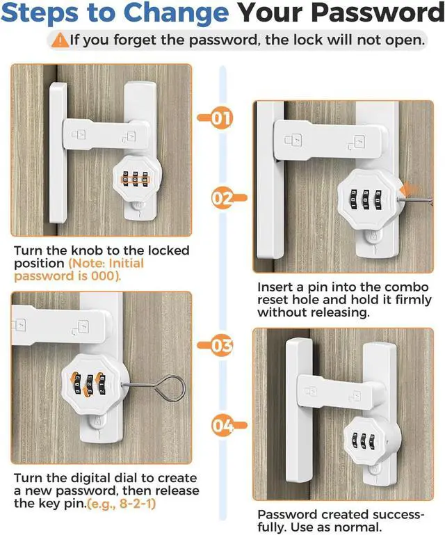 Alt view image 4 of 7 - 90/180 Degree Barn Door Lock, Flip Combination Latch Lock, Zinc Alloy L Shaped Locks with Code for Shed, Outdoor, Closet, Bedroom, Inside/Sliding Door (White-2 Pcs)