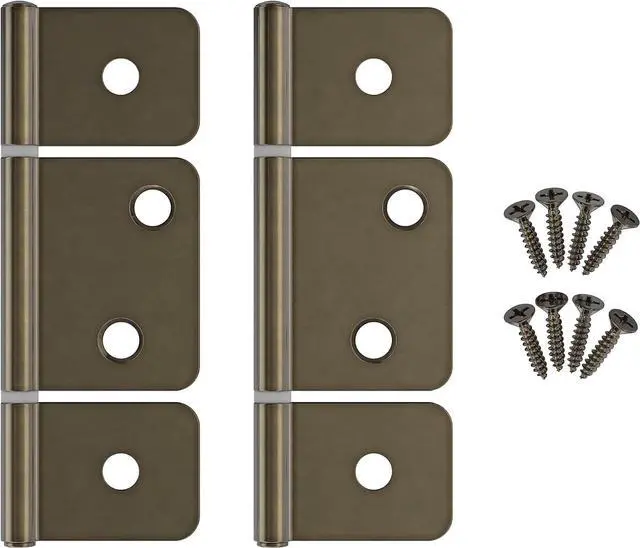 Main image of 3-1/2" Antique Brass 3-Leaf Flag Hinges - Pack of 16 - Non-Mortise Hinges for Bi-Fold, Shutter and Cabinet Doors in Mobile Homes, Campers, Trailers - Furniture Hardware - NH8-SAB (8)