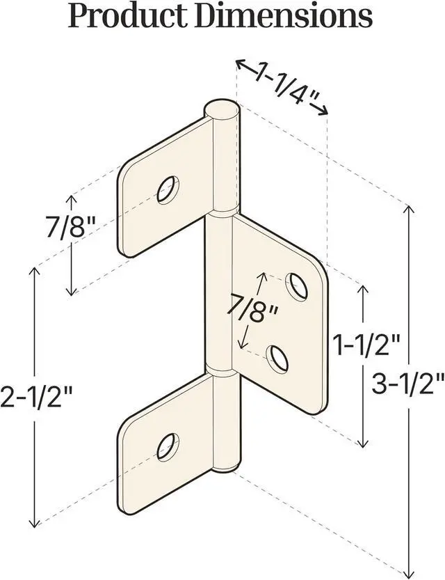 Alt view image 3 of 6 - 3-1/2" Antique Brass 3-Leaf Flag Hinges - Pack of 16 - Non-Mortise Hinges for Bi-Fold, Shutter and Cabinet Doors in Mobile Homes, Campers, Trailers - Furniture Hardware - NH8-SAB (8)
