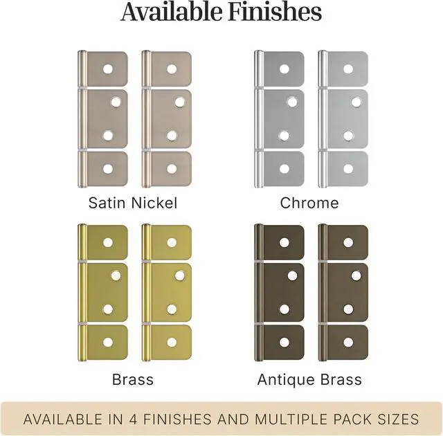 Alt view image 6 of 6 - 3-1/2" Antique Brass 3-Leaf Flag Hinges - Pack of 16 - Non-Mortise Hinges for Bi-Fold, Shutter and Cabinet Doors in Mobile Homes, Campers, Trailers - Furniture Hardware - NH8-SAB (8)