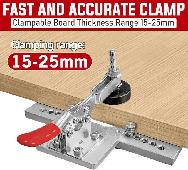 Alt view image 4 of 7 - 35mm Concealed Cabinet Hinge Jig, Hinge Hole Drilling Guide with Quick Clamp & Dust Port Adapter, Precision Metal Woodworking Template for Accurate Door Hinge Installation