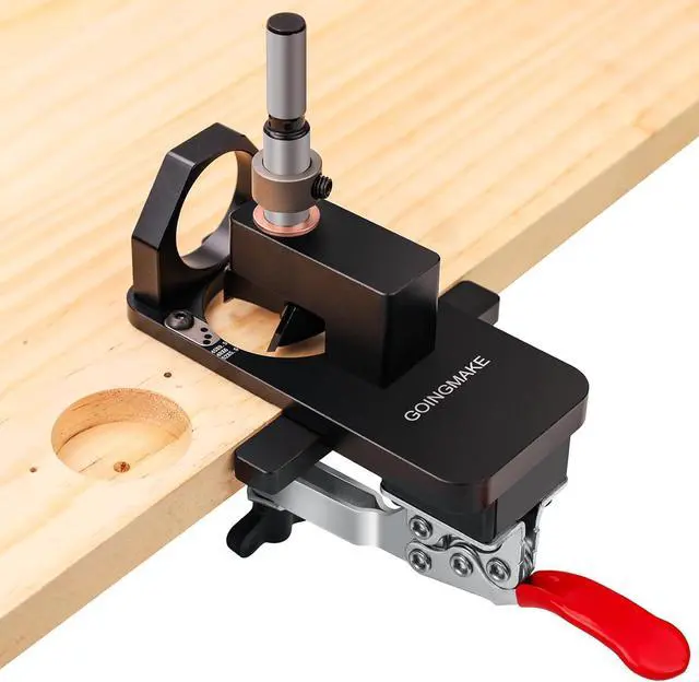 Main image of Compact Metal Concealed Hinge Jig with Quick Clamp,35mm Cabinet Hinge Jig with Dust Adapter for Cabinet Hinge Mounting,Woodworking Cabinet Door Hinge Jig Drill Guide Cabinet Hardware Jig