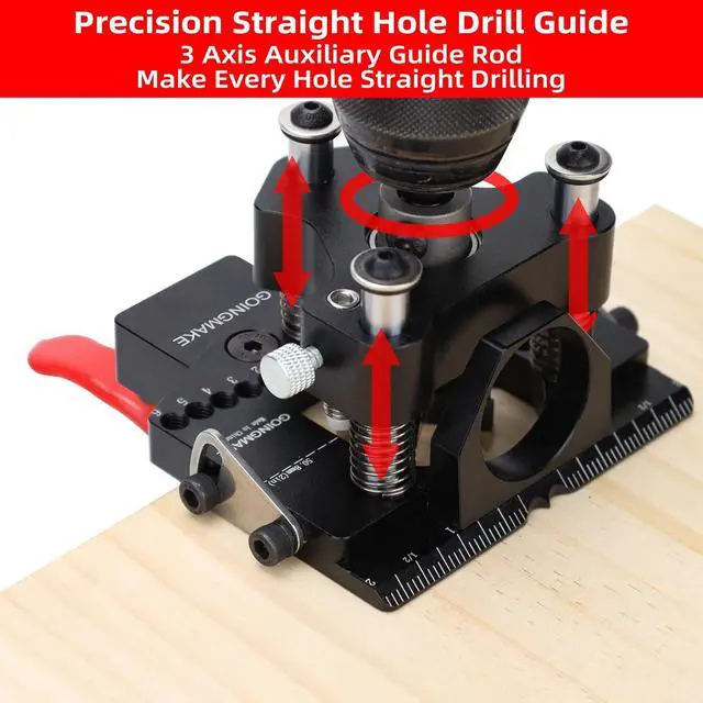Alt view image 3 of 7 - 3-Axis Concealed Hinge Jig Ultra with Extra Hinge Screw Hole Guide and Quick Clamp,Metal Cabinet Hinge Jig,35mm Cabinet Door Hinge Jig Drill Guide,Woodworking Cabinet Doors Mounting Tool