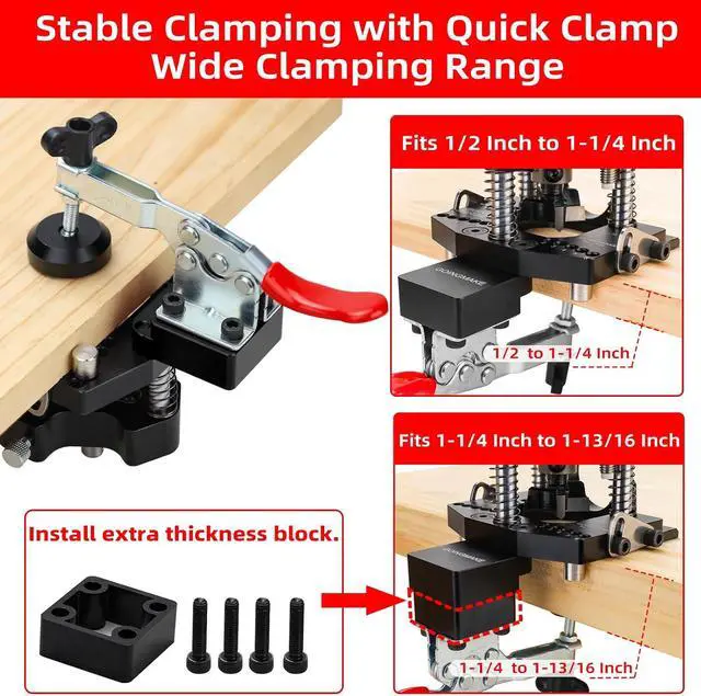 Alt view image 6 of 7 - 3-Axis Concealed Hinge Jig Ultra with Extra Hinge Screw Hole Guide and Quick Clamp,Metal Cabinet Hinge Jig,35mm Cabinet Door Hinge Jig Drill Guide,Woodworking Cabinet Doors Mounting Tool