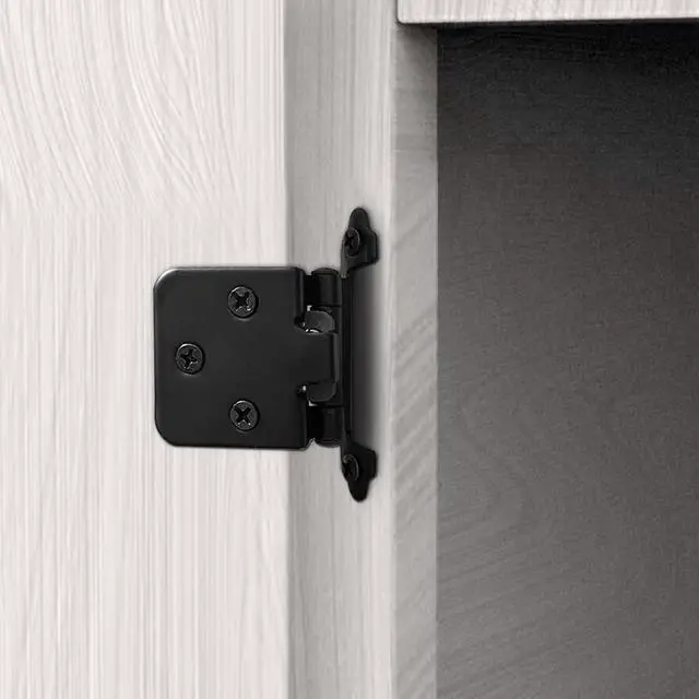 Alt view image 4 of 7 - 50 Pcs Matte Black Overlay Cabinet Door Hinges, 1/2" Overlay Self Closing Hinges Hardware for Kitchen,Cabinets,Cupboard,Furniture Doors,25 Pairs