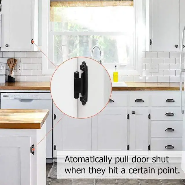 Alt view image 6 of 7 - 50 Pcs Matte Black Overlay Cabinet Door Hinges, 1/2" Overlay Self Closing Hinges Hardware for Kitchen,Cabinets,Cupboard,Furniture Doors,25 Pairs
