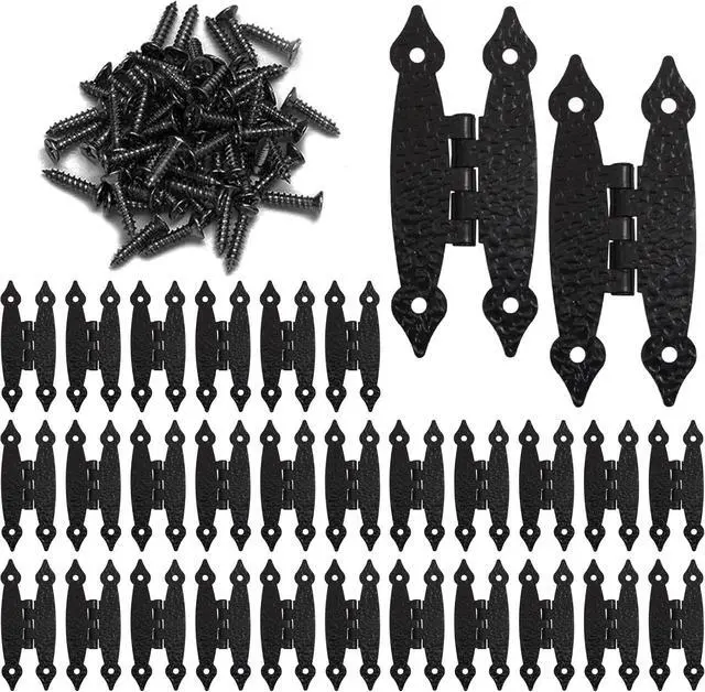 Main image of 30 Pack 3.5 Inch Black Antique H Hinges Cold Rolled Steel Cabinet Hinge Flat Hinges Flush Mount Door Hinges Decorative Hinges for Cabinet Drawer Jewelry Box