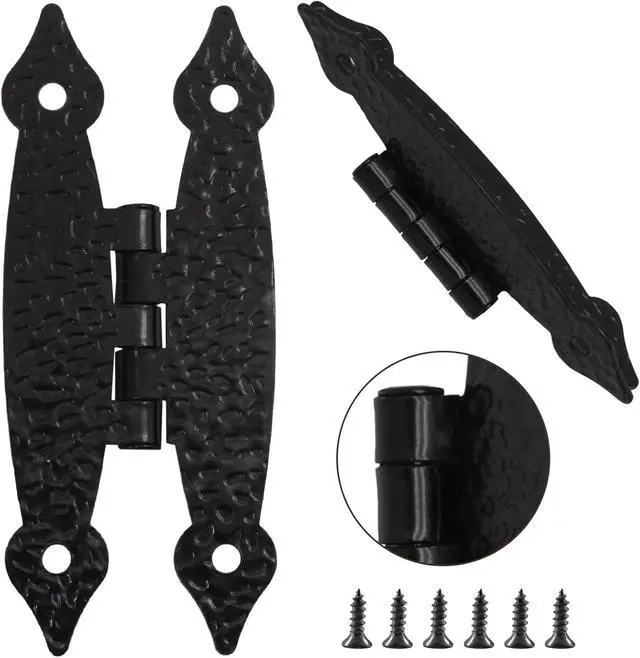 Alt view image 7 of 7 - 30 Pack 3.5 Inch Black Antique H Hinges Cold Rolled Steel Cabinet Hinge Flat Hinges Flush Mount Door Hinges Decorative Hinges for Cabinet Drawer Jewelry Box