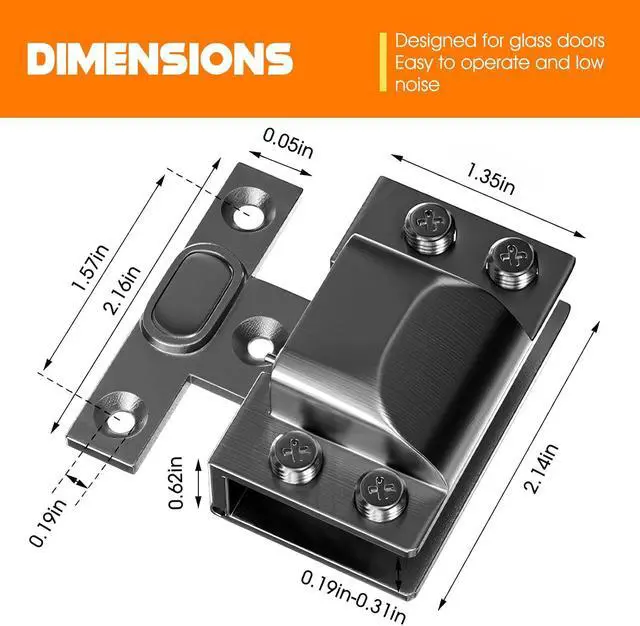 Alt view image 2 of 7 - Glass Door Hinges,Glass Hinges,Glass Cabinet Hinges,304 Stainless Steel,Silent Closing for Thickness 5-8mm Doors (Black,4 Pack)