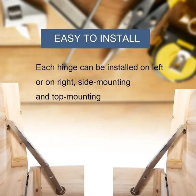 Alt view image 7 of 7 - 200N-60lbs Chest Heavy Duty Soft Close Lid Support Hinges Large & Long Chest Hinges for Wooden Box, Slow Lowering Pneumatic Heavy Lid Lifter Gas Struts