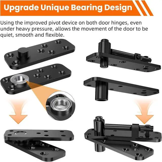 Alt view image 4 of 7 - Hidden Door Hinge Pivot Hinge, 570LBS Load-Bearing Heavy Duty Pivot Door Hardware for Hidden Door Bookcase, Hinge Kit 360° Rotation Invisible Door Hinges for Secret Door (Black)