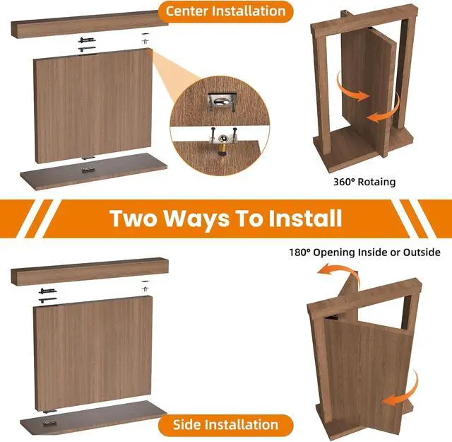 Alt view image 5 of 7 - Hidden Door Hinge Pivot Hinge, 570LBS Load-Bearing Heavy Duty Pivot Door Hardware for Hidden Door Bookcase, Hinge Kit 360° Rotation Invisible Door Hinges for Secret Door (Black)