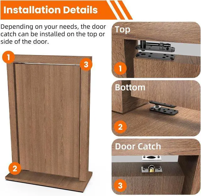 Alt view image 6 of 7 - Hidden Door Hinge Pivot Hinge, 570LBS Load-Bearing Heavy Duty Pivot Door Hardware for Hidden Door Bookcase, Hinge Kit 360° Rotation Invisible Door Hinges for Secret Door (Black)
