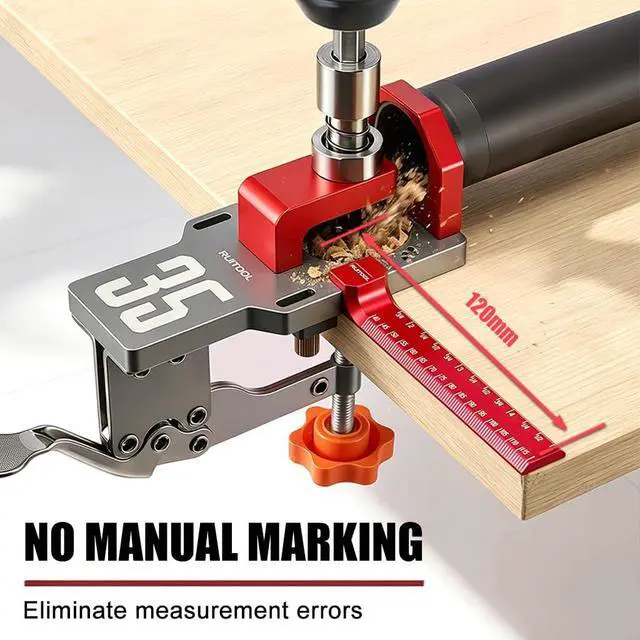 Alt view image 4 of 7 - 35mm Concealed Hinge Jig System, Cabinet Door Mounting Jig & Door Installation Kit with Secure Clamp and Dust Port, Aluminum Hardware Hole Puncher with Modular Extension Ruler