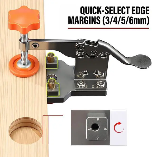Alt view image 6 of 7 - 35mm Concealed Hinge Jig System, Cabinet Door Mounting Jig & Door Installation Kit with Secure Clamp and Dust Port, Aluminum Hardware Hole Puncher with Modular Extension Ruler