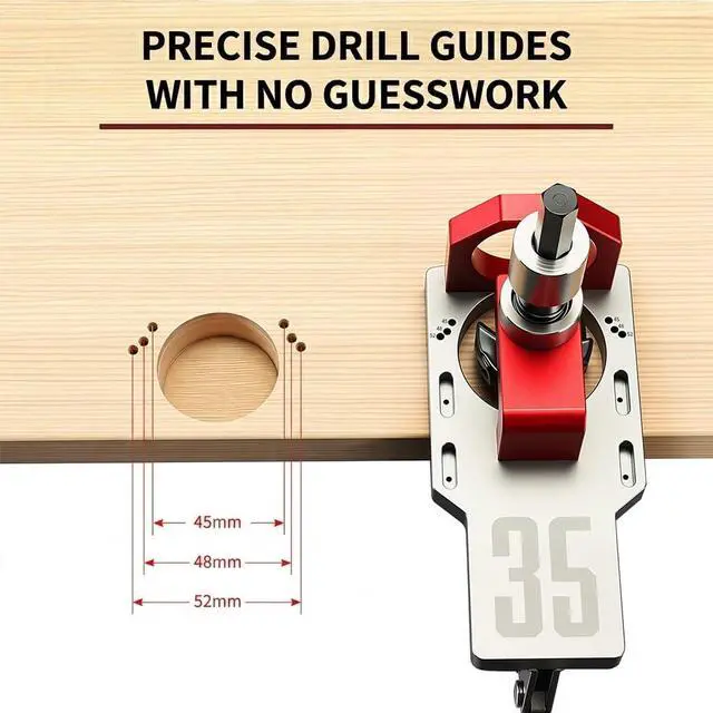 Alt view image 5 of 7 - 35mm Concealed Hinge Jig System, Cabinet Door Mounting Jig & Door Installation Kit with Secure Clamp and Dust Port, Aluminum Hardware Hole Puncher with Modular Extension Ruler