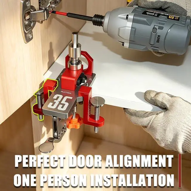 Alt view image 7 of 7 - 35mm Concealed Hinge Jig System, Cabinet Door Mounting Jig & Door Installation Kit with Secure Clamp and Dust Port, Aluminum Hardware Hole Puncher with Modular Extension Ruler