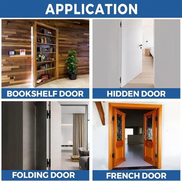 Alt view image 6 of 7 - 6inch Hidden Door Hinges Invisible Hinges Concealed Hinge Zinc Alloy 180 Degree 3 Way Adjustable Butt Hinge 6 x 2.5 x 1 inch Black for Secret Room & Hidden Bookcase Bookshelf (2 Pack)