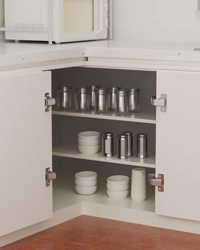 Alt view image 7 of 7 - 4 Pack 180 Degree Soft Close Cabinet Hinges, Lazy Susan & Kitchen Corner, 48mm Hole Distance, Concealed Face Frame & Frameless, Hidden Self Closing, Smooth Slow 3D Adjustment for Fold Cupboard