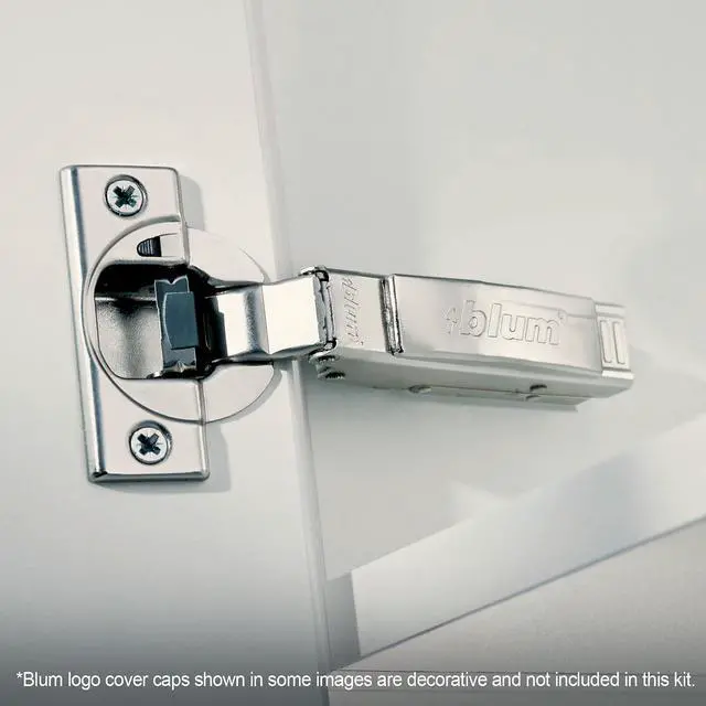 Alt view image 2 of 6 - Clip top OTION Hinge Kit (4 Kits), Full Overlay, 110° Opening Angle, Steel, Soft Close Euro-Style Hinges with Clip Mounting Plate for Frameless Cabinets