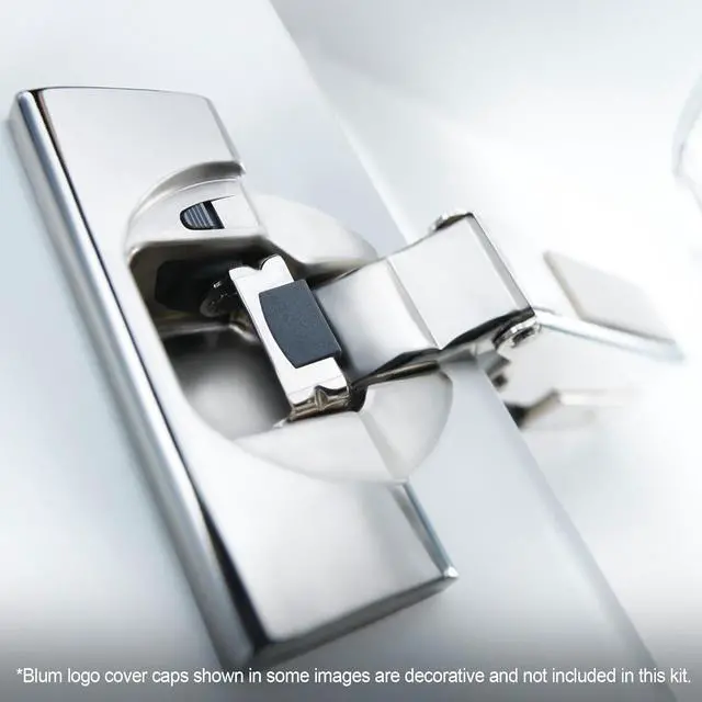 Alt view image 3 of 6 - Clip top OTION Hinge Kit (4 Kits), Full Overlay, 110° Opening Angle, Steel, Soft Close Euro-Style Hinges with Clip Mounting Plate for Frameless Cabinets