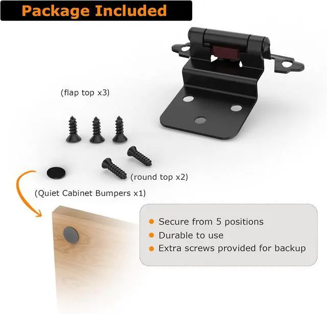 Alt view image 6 of 7 - 3/8 Inch Inset Cabinet Hinges, 25 Pairs(50 Pack) Self Closing Flush Face Mount Hinges with Door Bumper, Variable Decorative Hardware for Bathroom, Furniture, Kitchen Cabinet Doors, Matte Black