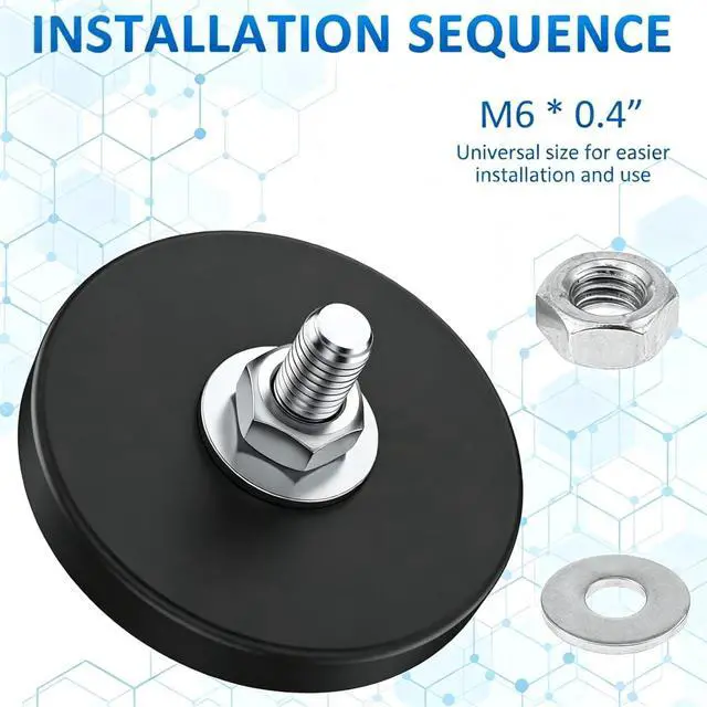 Alt view image 3 of 7 - 30 Pack Rubber Coated Magnets 1.69 Inch Magnetic Base with M6 Threaded Heavy Duty Rare Earth Round Anti-Scratch Neodymium Magnet Mounts for Rock Lights Bar Camera Mount Tool
