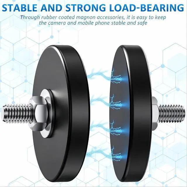Alt view image 4 of 7 - 30 Pack Rubber Coated Magnets 1.69 Inch Magnetic Base with M6 Threaded Heavy Duty Rare Earth Round Anti-Scratch Neodymium Magnet Mounts for Rock Lights Bar Camera Mount Tool