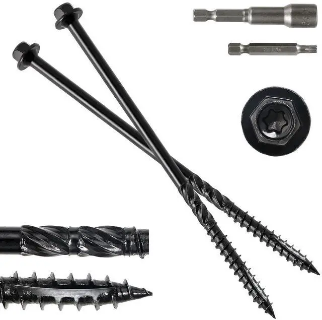 Main image of #14 x 8 Wood Structural Screws 50 Pack Hex Head Lag Screws, Rust Resistant Timber Screws for Timber/Log/Landscaping Wood (Black)