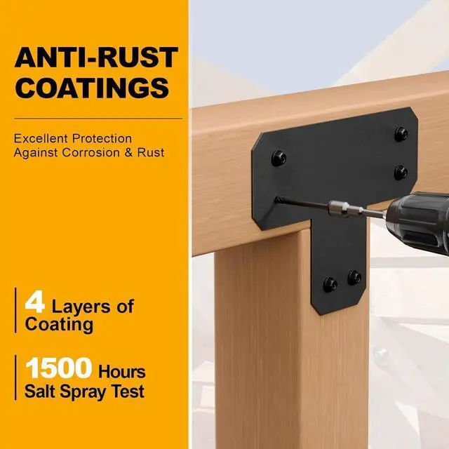 Alt view image 5 of 6 - #14 x 8 Wood Structural Screws 50 Pack Hex Head Lag Screws, Rust Resistant Timber Screws for Timber/Log/Landscaping Wood (Black)